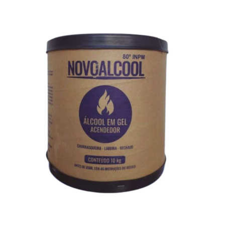 Álcool Etílico Hidratado 80°INPM Novoalcool Gel Acendedor Barrica 10kg
