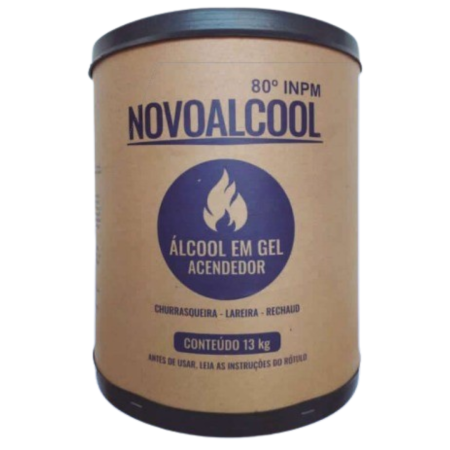 Álcool Etílico Hidratado 80°INPM Novoalcool Gel Acendedor Barrica 13kg