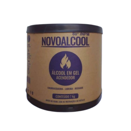 Álcool Etílico Hidratado 80°INPM Novoalcool Gel Acendedor Barrica 7kg